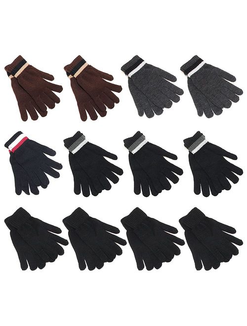 Gelante 6-12 Pairs Adult Winter Knitted Magic Stretch Gloves