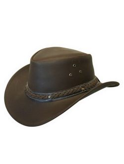 Leather Down Under HAT Aussie Bush Cowboy Style Classic Western Outback Brown/Black