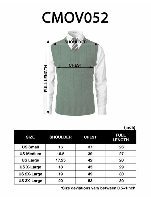 H2H Mens Slim Fit Sweater Vest V Neck Sleeveless Sweater Pullover Sweaters Cable Knitted with Ribbing Edge