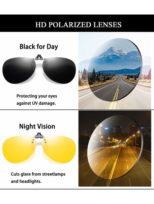 Polarized Clip-on Sunglasses Anti-Glare UV 400 Protection Aviator/Cateye Sun Glasses Clip On Prescription Glasses