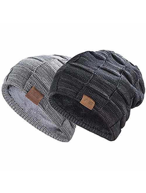 YSense Mens Winter Warm Slouchy Beanie Oversized Baggy Hat Fleece Lined Knit Skull Cap