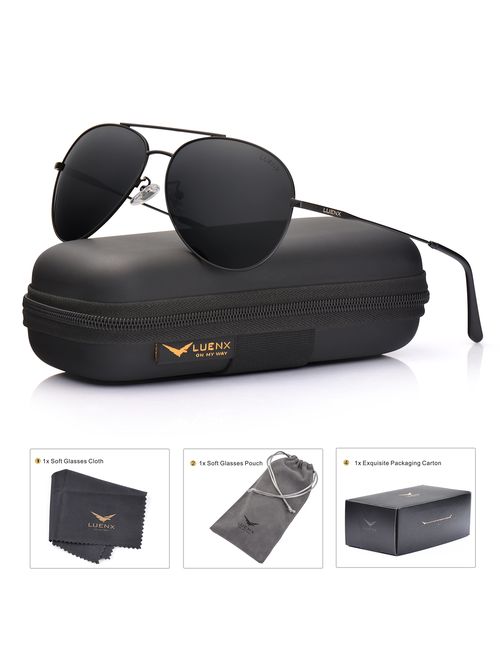 LUENX Aviator Sunglasses Polarized Men :UV 400 Protection 59MM Fashion Style, Driving