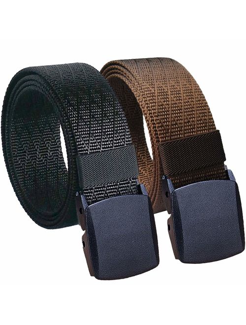 Hoanan Mens Nylon Belt Tactical 2 Pack 28-56 Waist Casual Work No Metal Web Belt