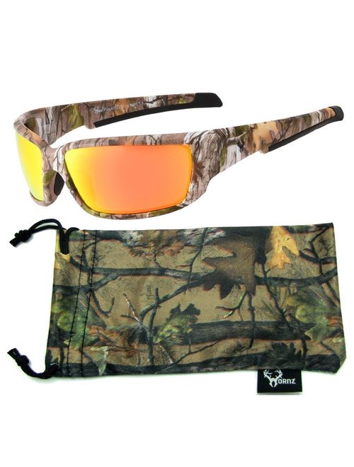 Hornz Brown Forest Camouflage Polarized Sunglasses for Men Full Frame Strong Arms & Free Matching Microfiber Pouch