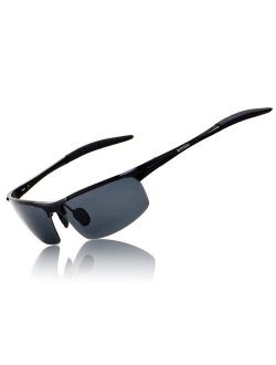 Ronsou Men Sport Al-Mg Polarized Sunglasses Unbreakable for Driving Cycling Fishing Golf