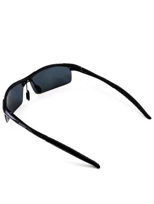 Ronsou Men Sport Al-Mg Polarized Sunglasses Unbreakable for Driving Cycling Fishing Golf