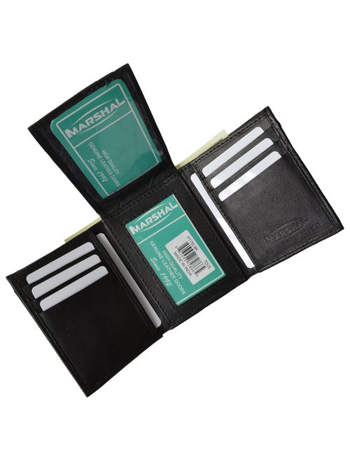 Mens Trifold Wallet Extra Capacity Inside Slots 2 ID Windows by Marshal