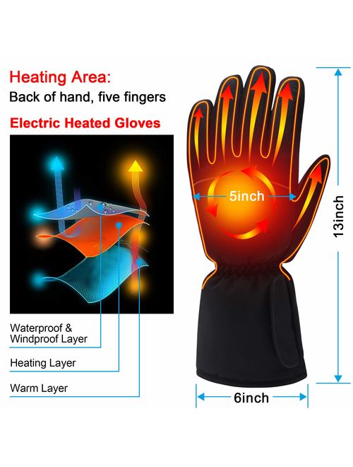 SPRING Electric Heated Gloves,Portable Battery Heating, Black, Size One Size