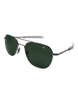 American Optical Original Pilot Eyewear 55mm Silver Frame with Bayonet Temples and True Color Gray Glass Lens