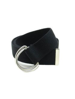 Canvas Web Belt D-Ring Buckle 1.5" Wide Metal Tip Plus Size XXL and XXXL