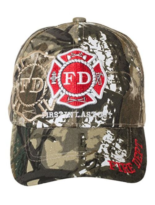 Artisan Owl Fire Department First in Last Out Cap - Firefighter Gift -100% Cotton Embroidered Hat