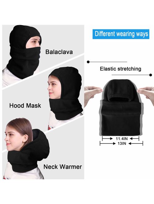 Gackoko Balaclava Face Mask-Plus Velvet Keep Warm Tactical Hood-Anti Dust Face Mask-Mask Neck Lengthen (Black)
