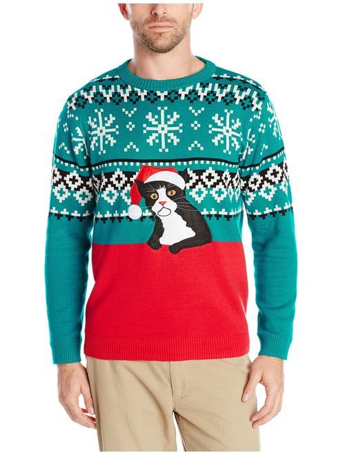 Alex Stevens Men's Fairisle Kitty Ugly Christmas Sweater