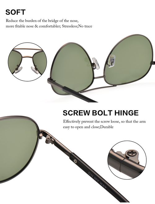LUENX Aviator Sunglasses Womens Polarized Mirror with Case - UV 400 Protection 60MM