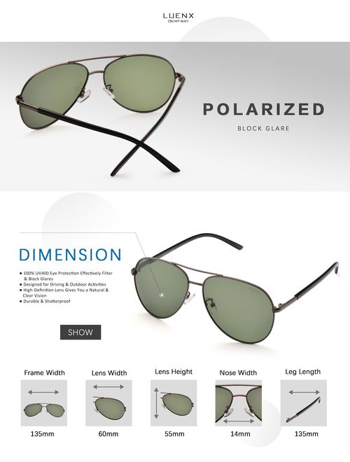 LUENX Aviator Sunglasses Womens Polarized Mirror with Case - UV 400 Protection 60MM