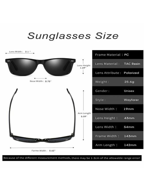 Vintage Polarized Sunglasses for Men Retro Women Square Sun Shades Driving Glasses UV400 Protection with Case