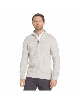 Men's Premium Essentials Solid Quarter Zip 7 Gauge Cable Knit Sweater