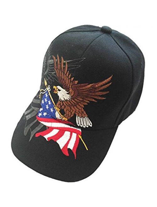 aesthetinc Patriotic American Flag Design Baseball Cap USA 3D Embroidery
