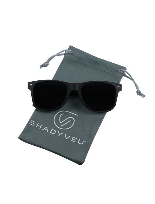 ShadyVEU Super Dark Black Lens Round Sunglasses UV Protection Spring Hinge  Soft Matte Frame Fashion Shades, Black, Medium