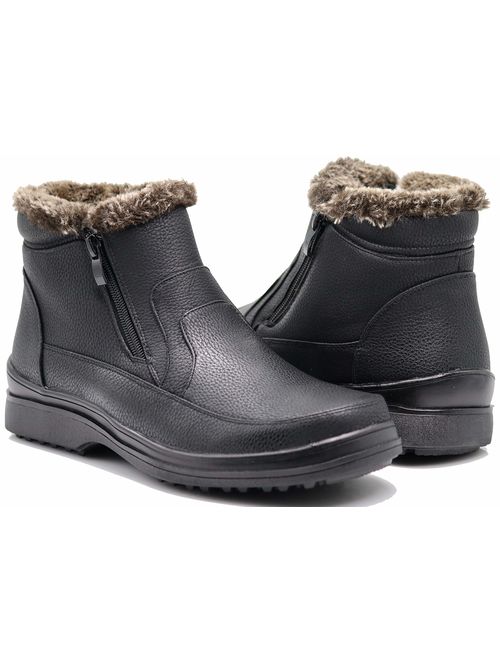 Enzo Romeo RU2N Men's Winter Cold Weather Snow Boots with Fur Fleece Lining Slip On Shoes