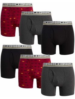 Men's Cotton Stretch Boxer Briefs with Functional Fly (6 Pack)