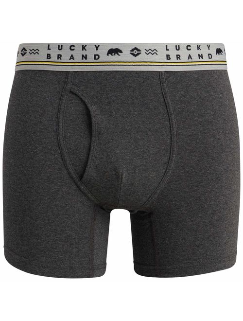 Lucky Brand Men's Cotton Stretch Boxer Briefs with Functional Fly (6 Pack)