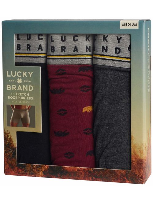 Lucky Brand Men's Cotton Stretch Boxer Briefs with Functional Fly (6 Pack)