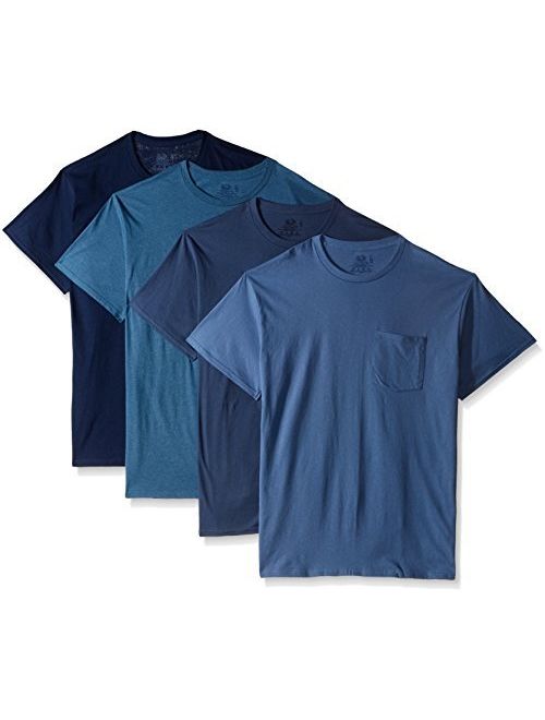 Fruit of the Loom Cotton Solid Pocket Crew Neck T-Shirt (Pack Of 4)