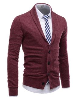 NEARKIN Mens Casual Shawl Collar Long Sleeve Slim fit Knit Cardigan Sweaters