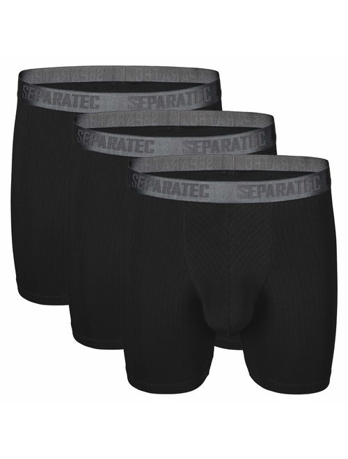 Separatec Men's 3 Pack Soft Modal Stylish Drop Needle Striped Boxer Briefs Underwear
