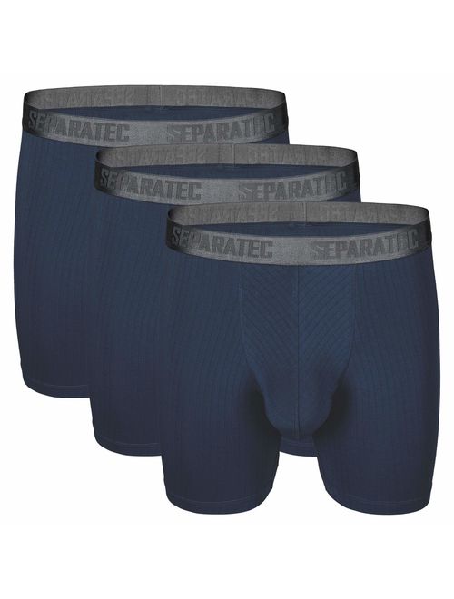 Separatec Men's 3 Pack Soft Modal Stylish Drop Needle Striped Boxer Briefs Underwear