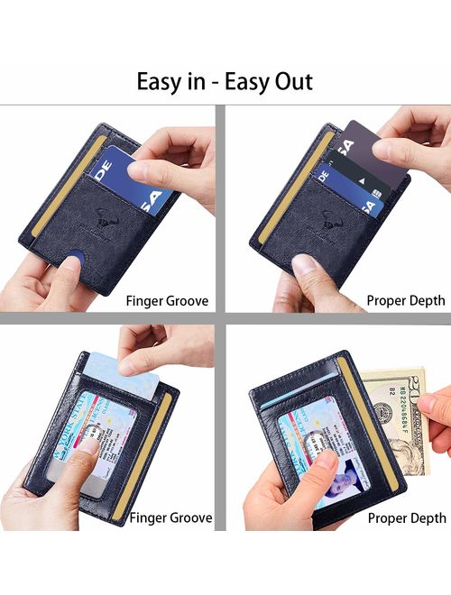 Slim Wallet,Bulliant Skinny Minimal Thin Pocket Wallet For Men 7Cards 3.15"x4.5",RFID Blocking,Gift-Boxed