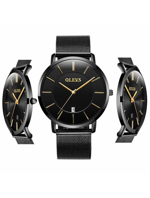 OLEVS Inexpensive Watches Men Women Analog Quartz Business Watch Stainless Steel Classic Waterproof Watches Unique Calendar Date Window Wristwatch