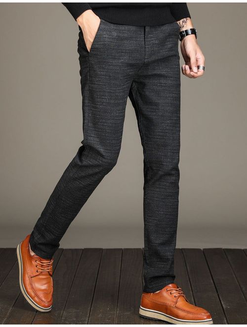 Men's Slim Fit Wrinkle-Free Casual Stretch Dress Pants,Fit Flat Front Trousers