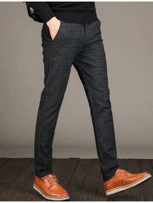 Men's Slim Fit Wrinkle-Free Casual Stretch Dress Pants,Fit Flat Front Trousers
