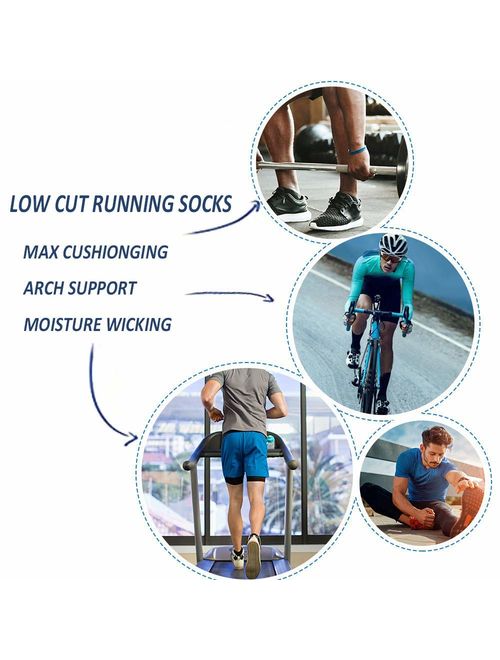 Men's Low Cut Athletic Socks Performance Comfort No Show Running Socks Sports Cushioned Tab