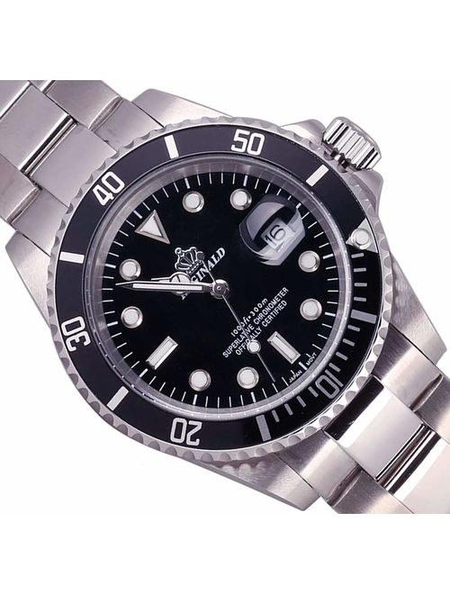 Mens Luxury Watches Rotatable Bezel Sapphire Glass Luminous Hand Quartz Silver Tone Stainless Steel Watch