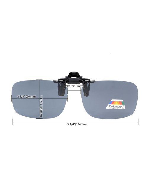 Eyekepper Flip-up Clip-on Sunglasses Polarized 2 3/8"x1 11/16" 4-Pack Metal Glasses Clip