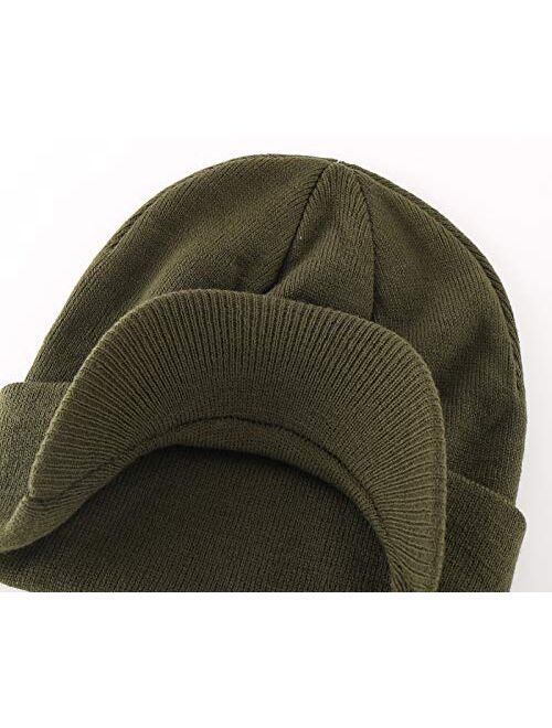 Home Prefer Men's Winter Beanie Hat with Brim Warm Double Knit Cuff Beanie Cap