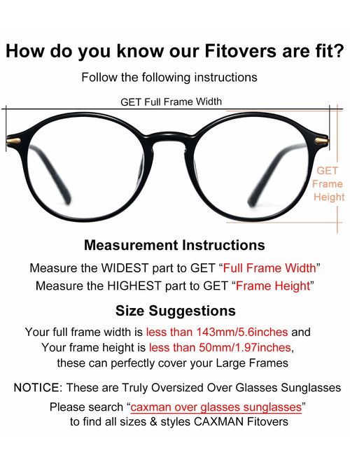 CAXMAN Oversized Lens Cover Sunglasses Mirrored Polarized Lens for Prescription Glasses, Tortoise Frame and Light Gold Mirror Lens, Size 56 mm
