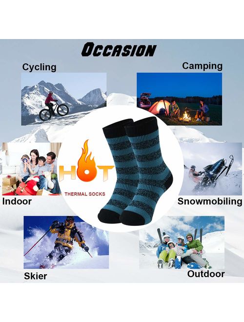 Warm Thermal Socks, Three street Unisex Winter Fur Lined Boot Thick Insulated Heated Socks For Cold Weather
