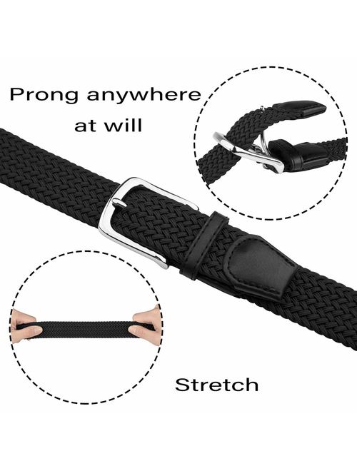 JUKMO Men's Fabric Elastic Braided Belt, Stretch Woven Belt in Gift Box
