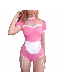 Adult Baby Diaper Lover (ABDL) Button Crotch Adult Baby Onesie Bodysuit - Maid Suit