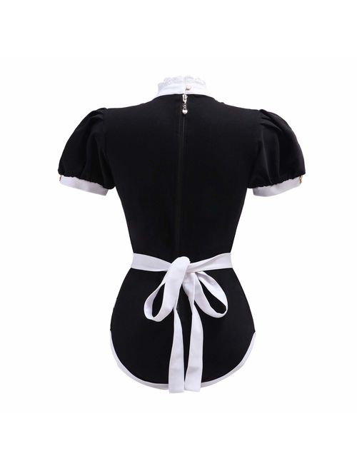 Littleforbig Adult Baby Diaper Lover (ABDL) Button Crotch Adult Baby Onesie Bodysuit - Maid Suit