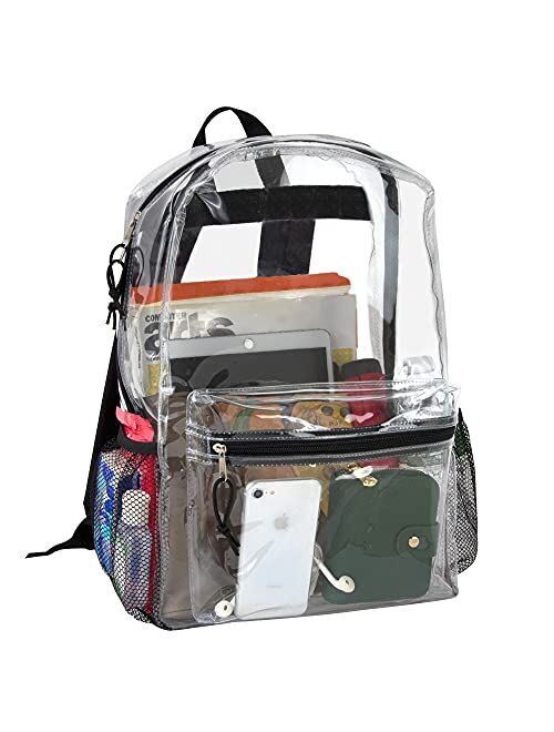 Trail maker Clear Backpack With Reinforced Straps & Front Accessory Pocket - Perfect for School, Security, & Sporting Events