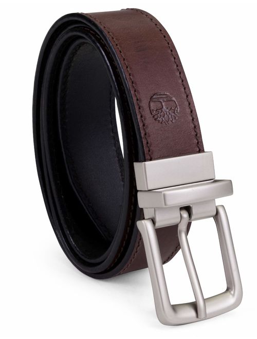Timberland Men's Classic Leather Belt Reversible From Brown To Black