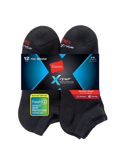 Hanes Men's Active Cool 12-Pack No Show Socks