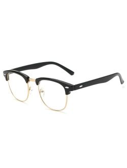 Pro Acme Vintage Inspired Semi-Rimless Clear Lens Glasses Frame