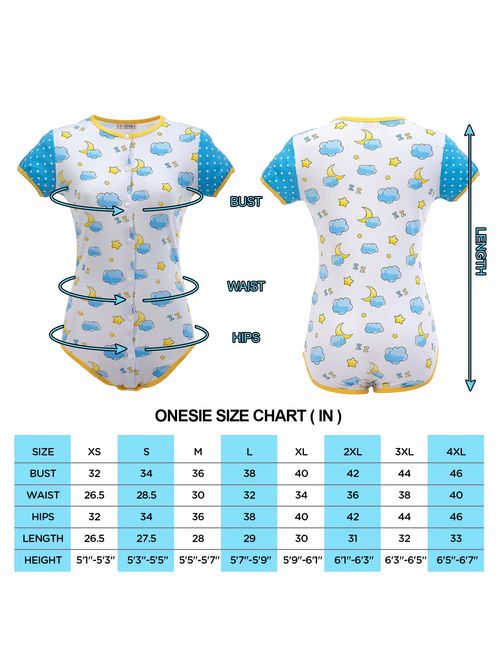 Littleforbig Adult Baby Onesie Diaper Lover (ABDL) Button Crotch Romper Onesie Pajamas-Baby Sleepytime Onesie