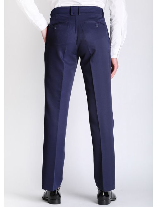 VERO VIVA Men's Straight Leg Fit Flat Front Dress Pants Business Casual Trousers
